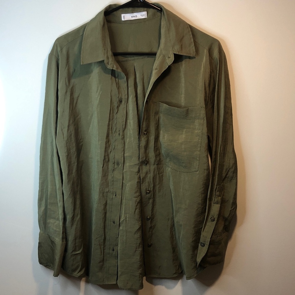 MANGO Women’s Green Shirt
